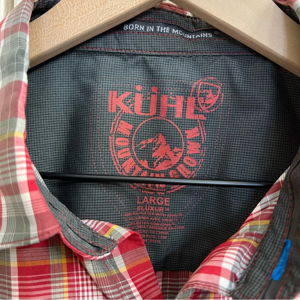 Kuhl Mens Eluxur Short Sleeve Button Down Shirt in Red Plaid, Size L - Picture 6 of 9